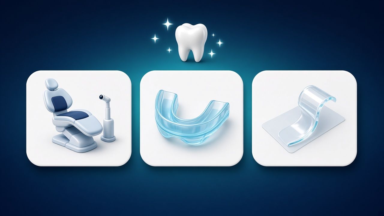 Teeth Whitening Options Compared: In-Office, Custom Trays, or Store-Bought Strips?